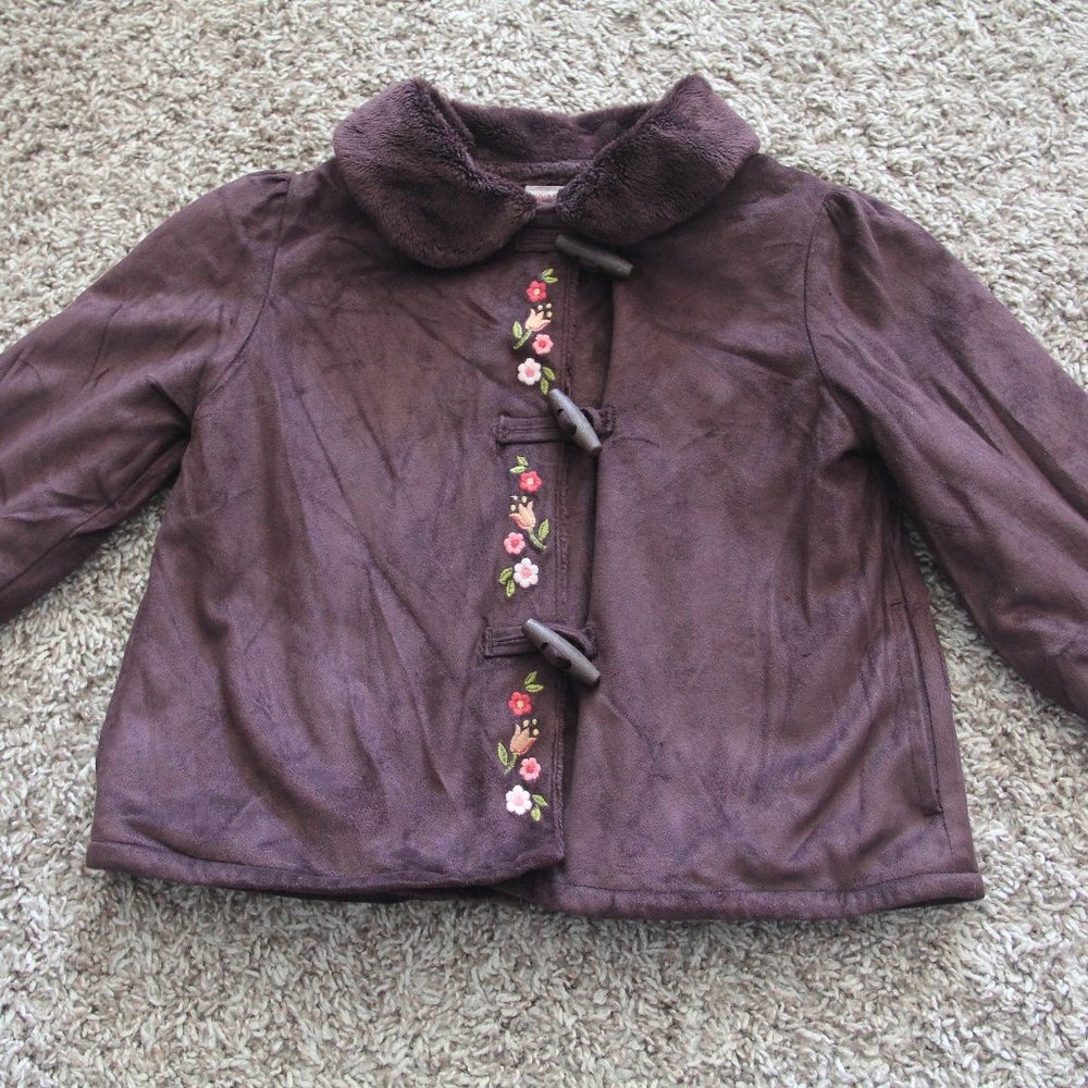 Gymboree Girls (18-24 Months) Lined Dark Brown Jacket with Fall Flowers - Used